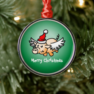 Ornamento De Metal Porco de Natal bonito