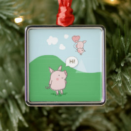 Ornamento De Metal Porco Flutuante Bonito Dizendo Oi