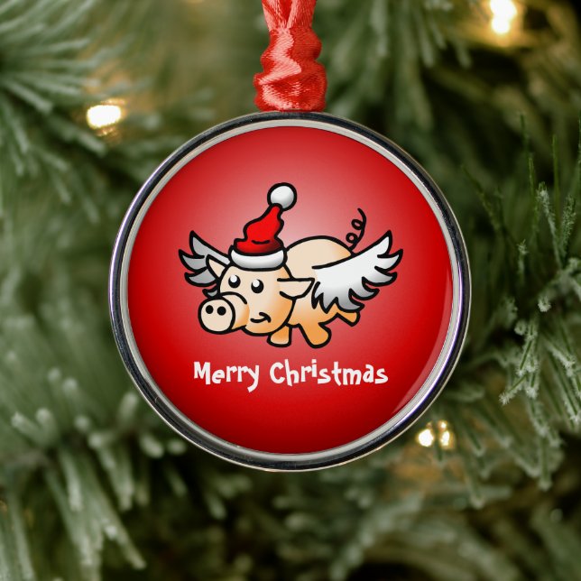Ornamento De Metal Porco Natal Voador (Árvore)