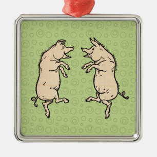Ornamento De Metal Porcos Antigos para Dançar: Whimsical Vintage Pigg