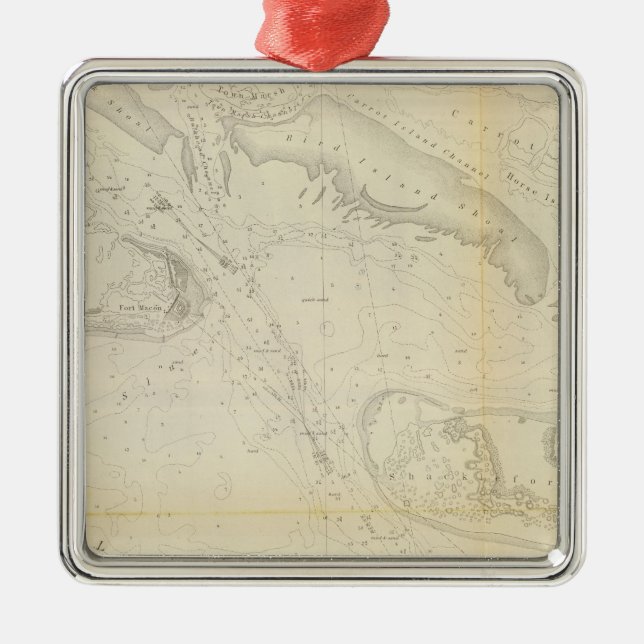 Ornamento De Metal Porto de Beaufort, NC (Frente)