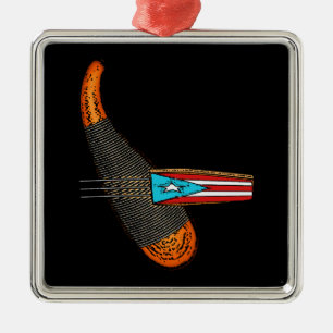 Ornamento De Metal Porto Rico Flag Guiro