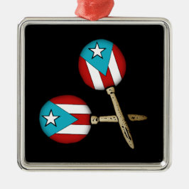 Ornamento De Metal Porto Rico Flag Maracas