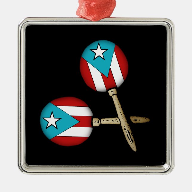 Ornamento De Metal Porto Rico Flag Maracas (Frente)