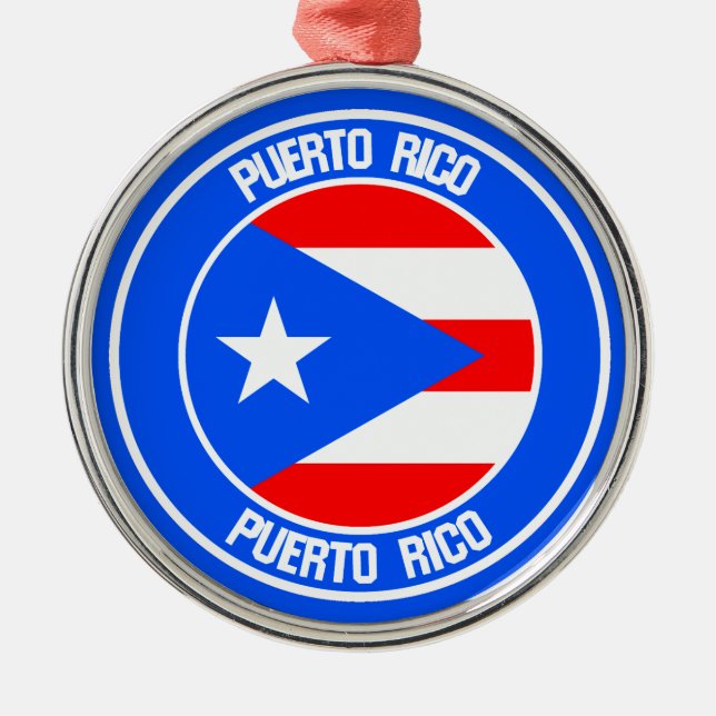 Ornamento De Metal Porto Rico Round Emblem (Frente)