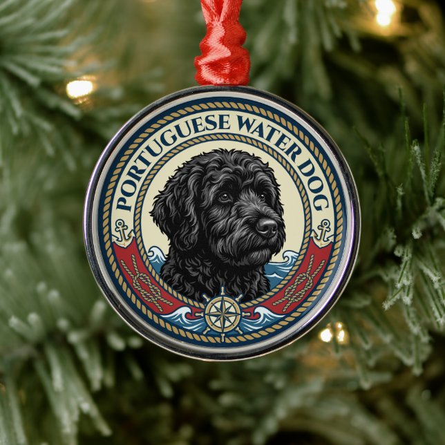 Ornamento De Metal Portuguese Water Dog - Portie (Árvore)