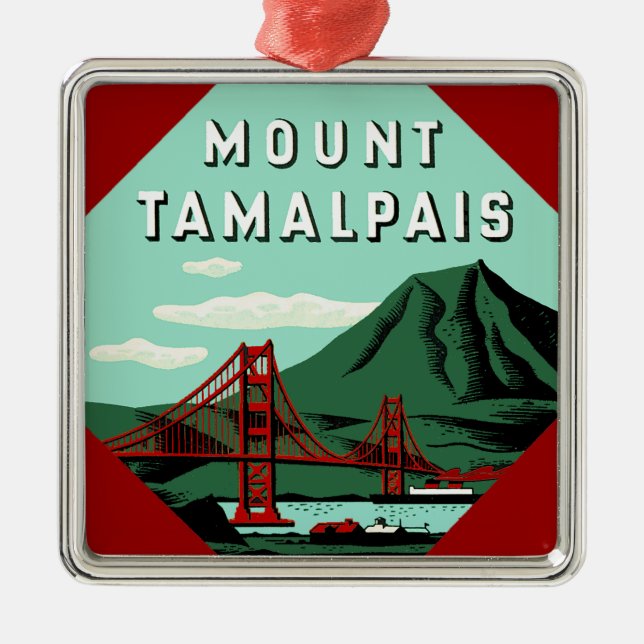 Ornamento De Metal Poster de viagens Monte Tamalpais (Frente)