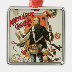 Ornamento De Metal Poster mágico do vintage, mágico Chung Ling Soo