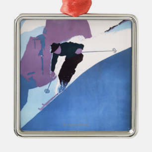 Ornamento De Metal Poster relativo à promoção de esqui dos esportes
