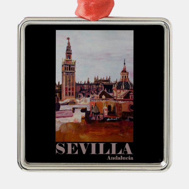 Ornamento De Metal Poster retro Sevilha Giralda Andalucia (Frente)