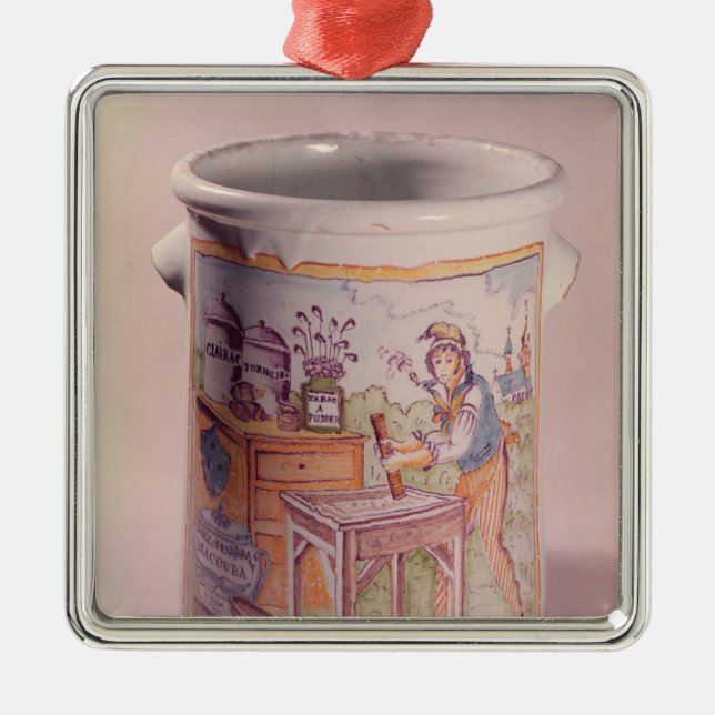 Ornamento De Metal Pote do tabaco que descreve um tobacconist (Frente)