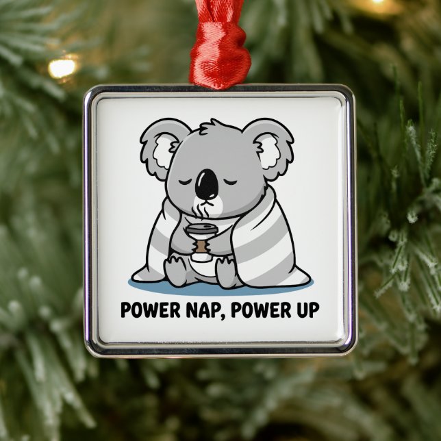 Ornamento De Metal Power Nap Power Up Cute Koala (Árvore)