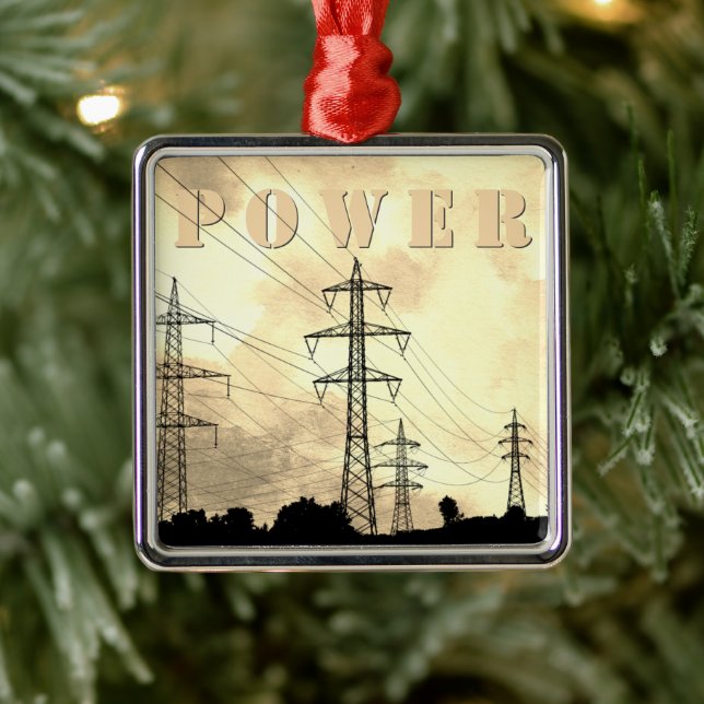 Ornamento De Metal Power Towers and Lines Electric POWER Christmas (Árvore)