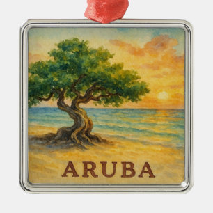 Ornamento De Metal Praia da Águia Aruba Divi Tree Golden Hour
