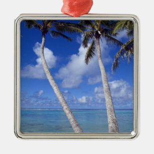 Ornamento De Metal Praia ladeada por palmeiras Ilhas Cook