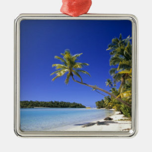 Ornamento De Metal Praia ladeada por palmeiras Ilhas Cook