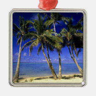 Ornamento De Metal Praia ladeada por palmeiras Ilhas Cook 4