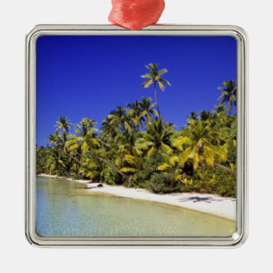 Ornamento De Metal Praia ladeada por palmeiras Ilhas Cook 6
