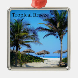 Ornamento De Metal Praia Sandy com Palmeiras e uma Visão Oceânica Met