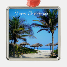 Ornamento De Metal Praia Sandy com Palmeiras e uma Visão Oceânica Met