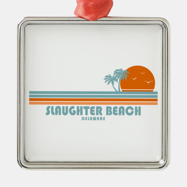 Ornamento De Metal Praia Slaughter Delaware Sun Palmeiras (Frente)
