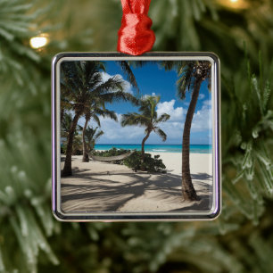Ornamento De Metal Praias Tropicais   Anguilla Beach, Palm Tree