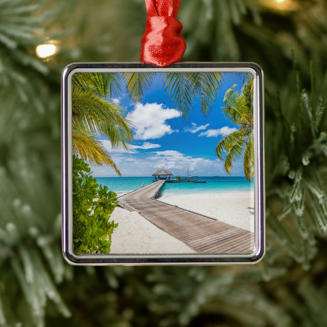 Ornamento De Metal Praias Tropicais | Ilhas Madeira Maldivas (Árvore)