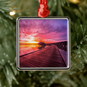 Ornamento De Metal Praias Tropicais Maldivas Sunset