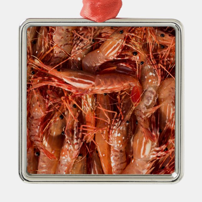 Ornamento De Metal Prawns Deliciosos (Frente)