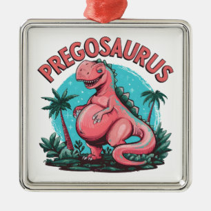 Ornamento De Metal Pregosaurus Engraçado Anúncio de Gravidez Dino Mãe