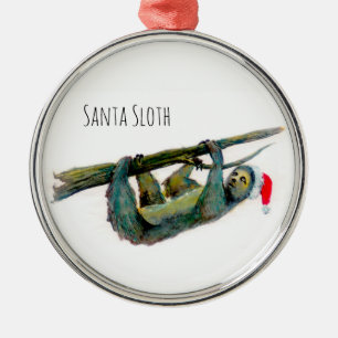 Ornamento De Metal Preguiça do papai noel: Natal tardivo feliz!