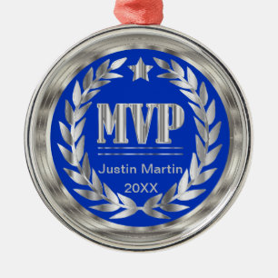 Ornamento De Metal Prêmio de Medalha Azul e Prata do Jogador Mais Va