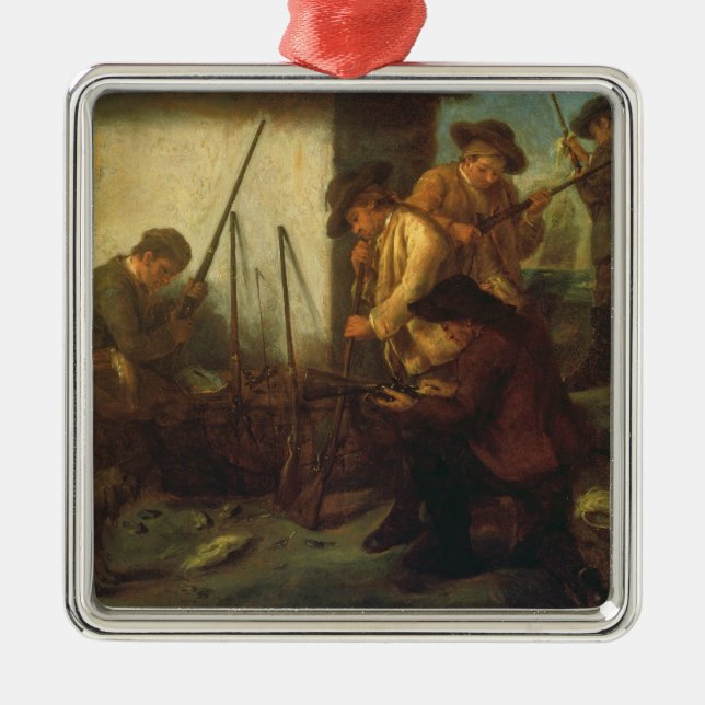 Ornamento De Metal Preparando as armas (óleo em canvas) (Frente)