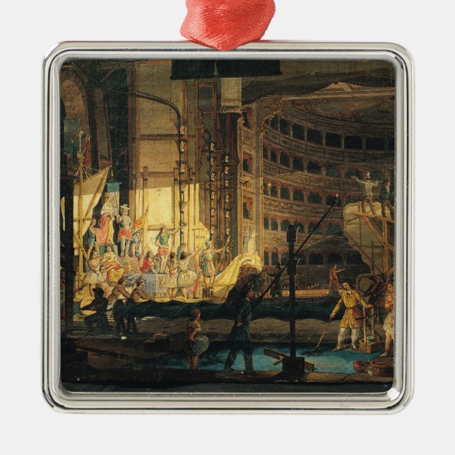 Ornamento De Metal Preparando o cenário em um teatro (Frente)