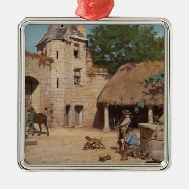 Ornamento De Metal Preparando-se para a Caça Medieval (Frente)