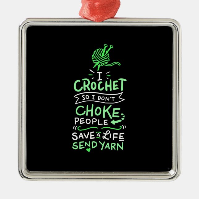 Ornamento De Metal Presente Crocheter Crocheting (Frente)