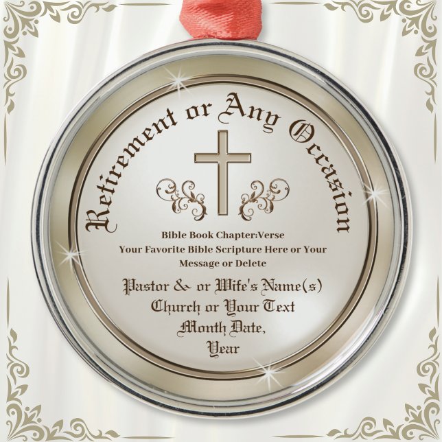 Ornamento De Metal Presente de aposentadoria para Pastor e Esposa, Pe (Pastor retirement gift ideas. Christian ornament for pastors. Personalized, small retirement gift.)
