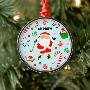 Ornamento De Metal Presente de Golf Holiday