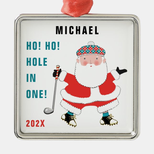 Ornamento De Metal Presente de Golfe Personalizado (Frente)