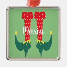 Ornamento De Metal Presente de Natal com Saltos de Pé de Elfo Fofo Re