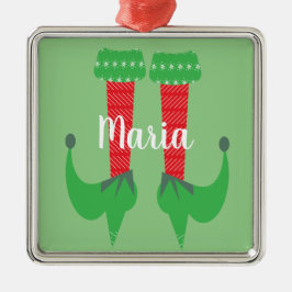 Ornamento De Metal Presente de Natal com Saltos de Pé de Elfo Fofo Re