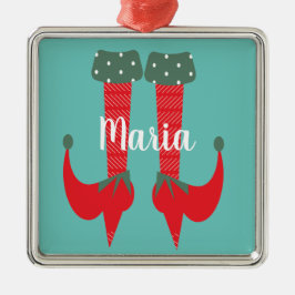 Ornamento De Metal Presente de Natal com Saltos de Pé de Elfo Fofo Re
