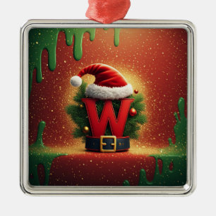 Ornamento De Metal Presente de Natal Inicial W Para Presentes de Féri