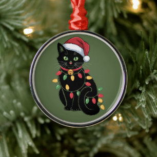 Ornamento De Metal Presente de Natal para Gata Amante de Gato Preto P