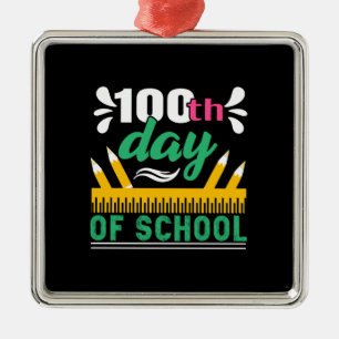 Ornamento De Metal Presente do professor 100.o Dia da Escola