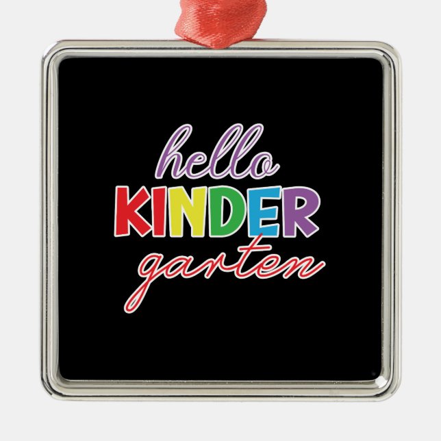 Ornamento De Metal Presente do professor | Hello Kinder Garten (Frente)