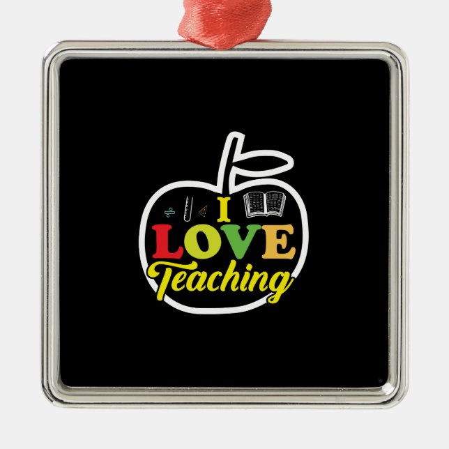 Ornamento De Metal Presente do professor | I Love Ensino (Frente)