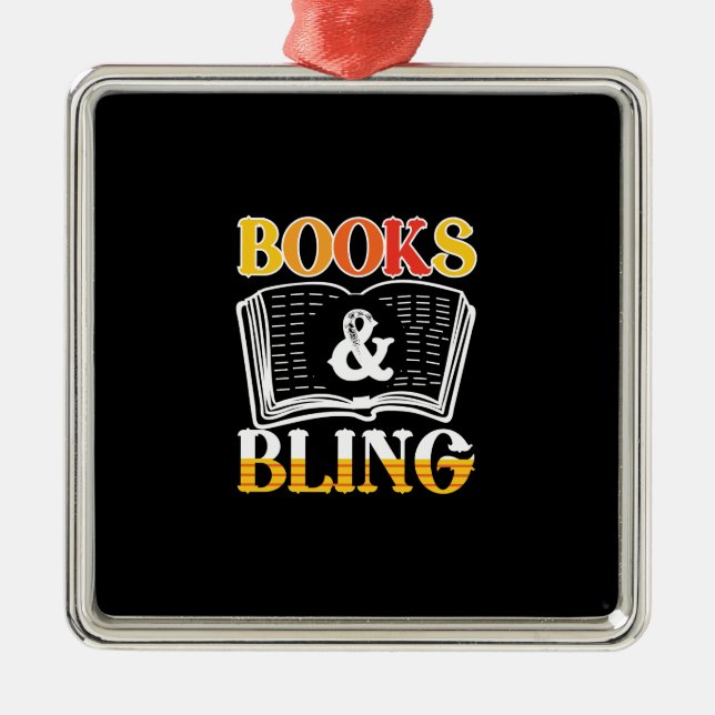 Ornamento De Metal Presente do professor | Livros E Bling (Frente)