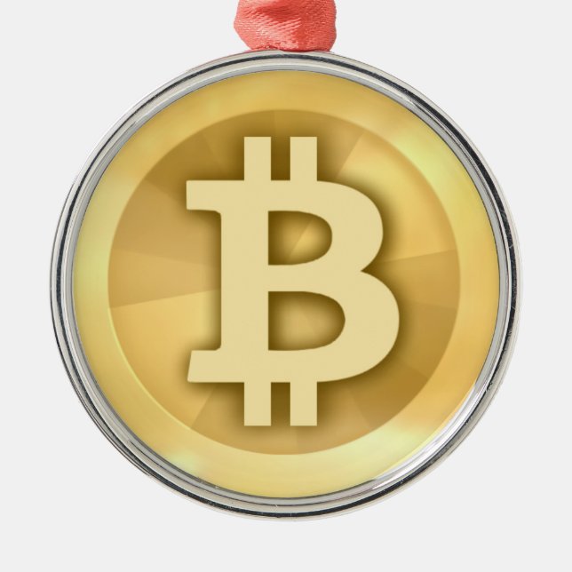 Ornamento De Metal Presentes de Bitcoin (Frente)