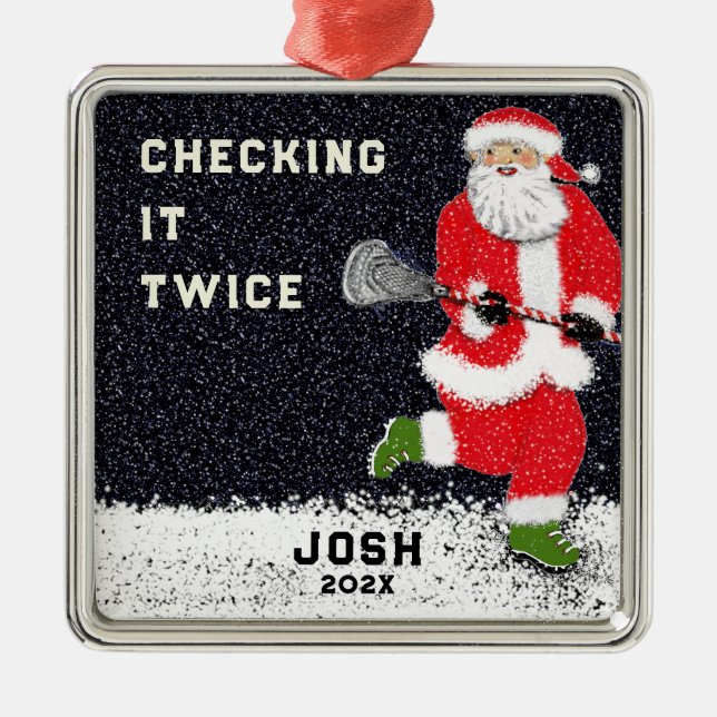 Ornamento De Metal Presentes de Feriado de Lacrosse (Frente)